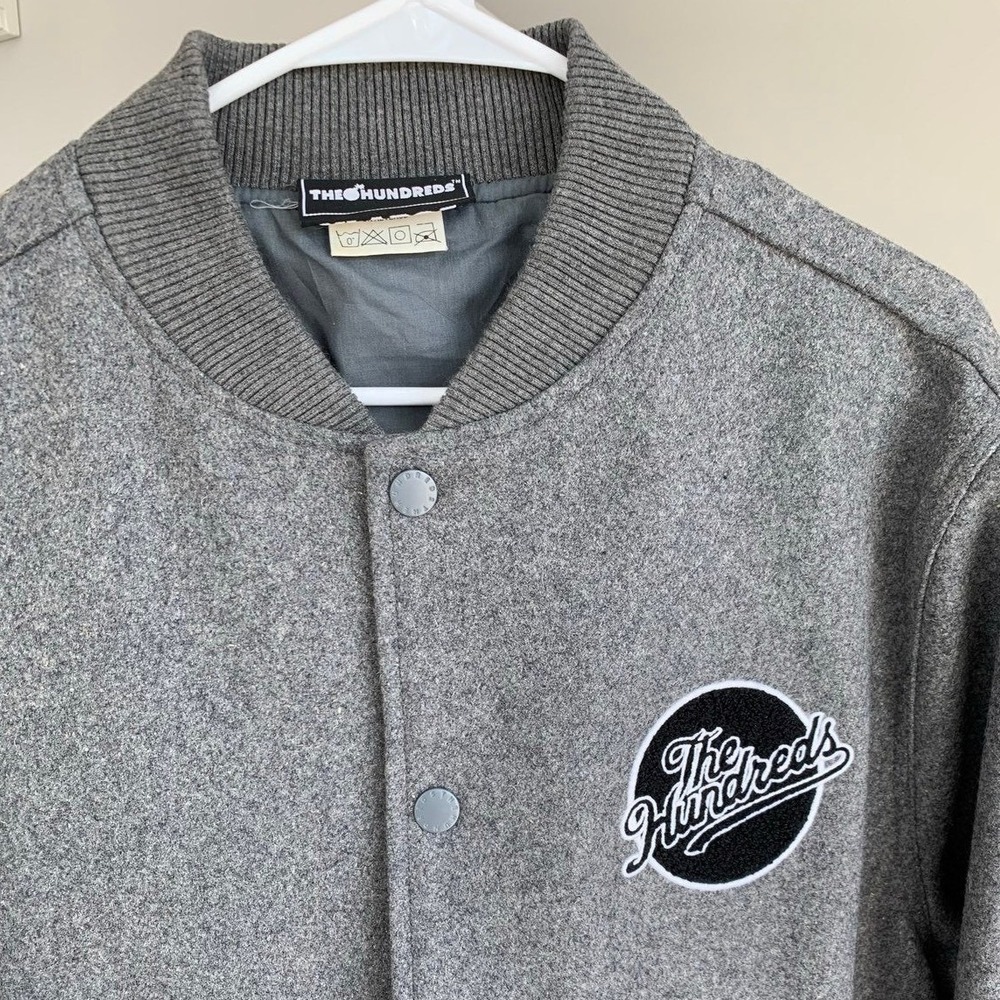 The‎ Hundreds Wool Blend Grey Varsity Jacket Bomber XL Preppy Streetwear